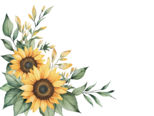 Isolated Sunflower Floral Corner