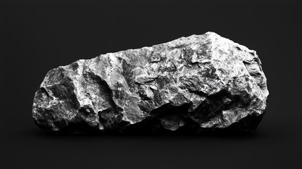 Fototapeta premium Large grey stone isolated on black background, textured rock, geological specimen, rough surface, isolated rock, natural stone, nature, geology, earth science, mineral, boulder, rock formation.