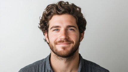 Fototapeta premium Smiling Man with Curly Hair