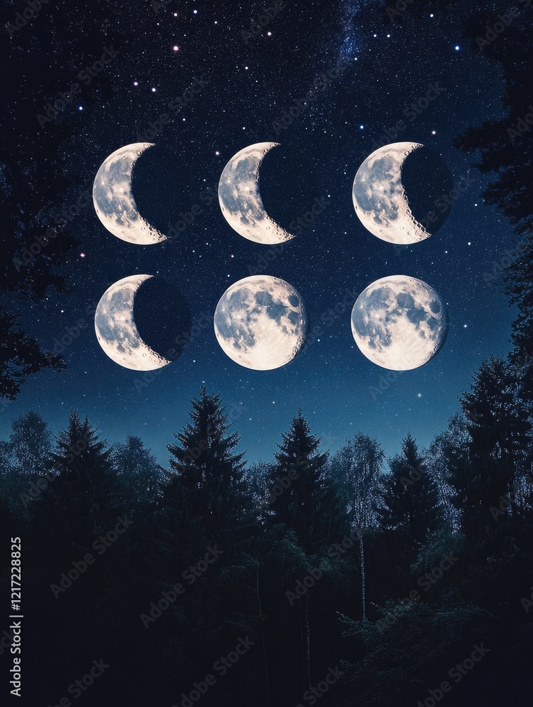 Wall mural moon phases night sky