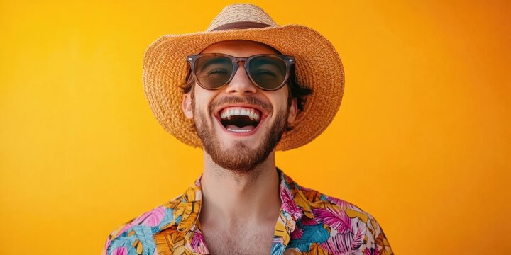Man in hat and sunglasses smiling
