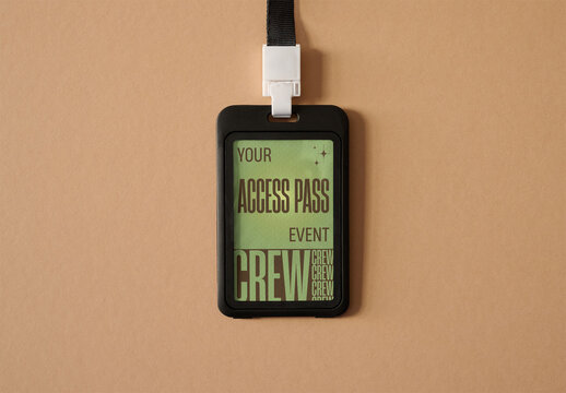 Mockup of Customizable Vertical Access Pass Card Ready for Design