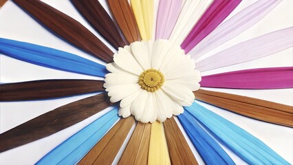 Multicolored Flower Petal Mandala with White Center