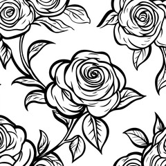 Charming Cartoon Roses Whimsical Swirls and Simple Color Palette for Design Projects