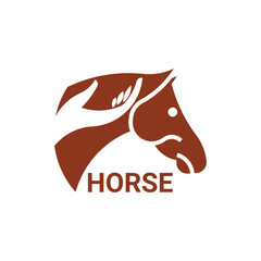 horse care logo concept. illustration horse and hand. good for horse breeding, animal hospital