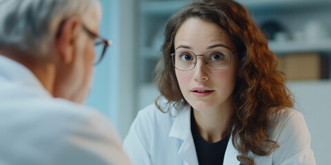 Fototapeta premium White doctors talking to elderly patients
