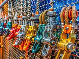Panoramic view of fence wire strainers, securely tight.