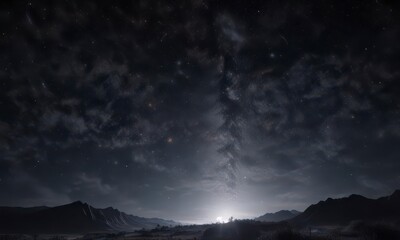 Celestial canvas with twinkling stars, moon glows softly in the darkness,  celestial,  dark