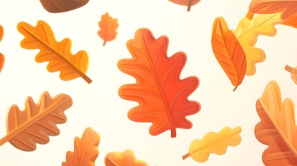 Obraz premium Autumn Leaves Pattern in Beige Background with Detailed Colors