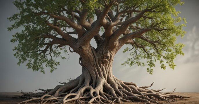 Close-up of intertwined family tree branches with roots growing together,  connectedness,  entwined