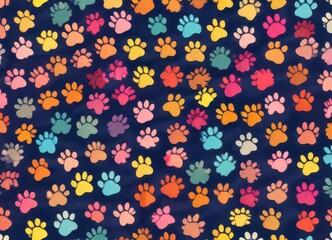 Colorful dog paw pattern seamless repeat vector ,  puppies,  animal