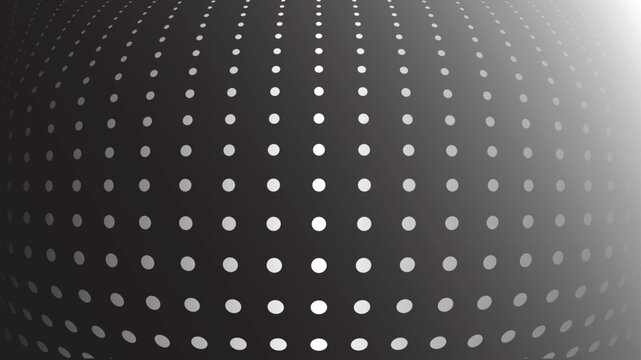 This seamless geometric pattern features evenly spaced white dots on a dark gradient background, creating a three-dimensional visual illusion