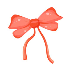 Vector red bow with ribbons. Design element, clip art.
