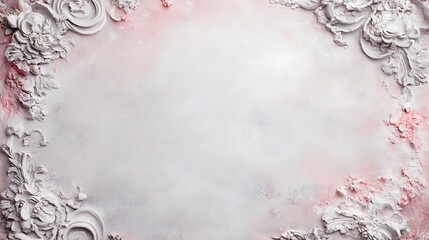 Elegant White Floral Frame on Pink Background