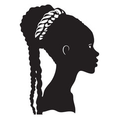 Silhouette of a young Black woman with a stylish braided hairstyle.