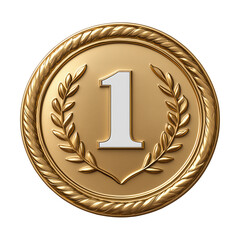 Golden badge with number one on it