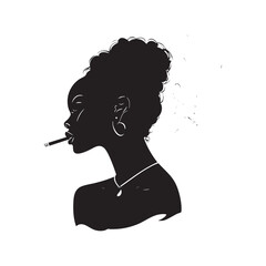 Silhouette of a Black woman smoking, exuding confidence and attitude.