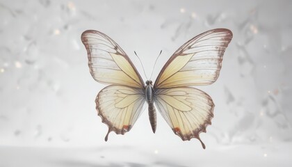 Delicate butterfly wings spread on a white background, butterfly,  wings
