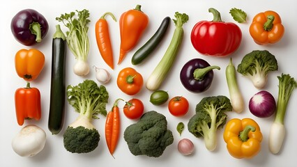 vegetables on white