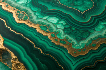 The green malachite stone with gold leaf. Beautiful HD texture for design and decor. Luxury...