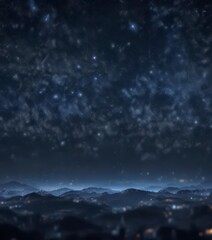 Fototapeta premium Dark blue night sky with glittering stars and a sparkly bokeh effect , starry night, celestial, dark blue