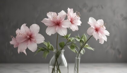 Fototapeta premium Delicate Artificial Blooms Against Muted Background, muted background, vintage aesthetic