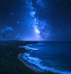 Naklejka premium Liminal Light, bridging night and day, sun and moon, daylight and stars