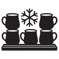Hot Cocoa Mug silhouette vector, snowflake icon