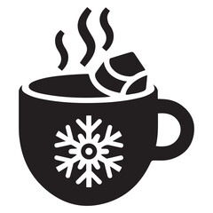 Hot Cocoa Mug silhouette vector, snowflake icon