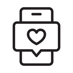 Love chat, phone message, valentine chat outline icons, minimalist vector illustration, simple concept, Isolated on white background