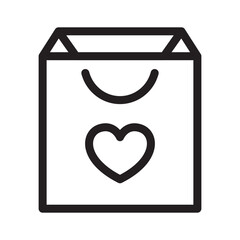 Love box, papper box, papper bag, valentine gift outline icons, minimalist vector illustration, simple concept, Isolated on white background