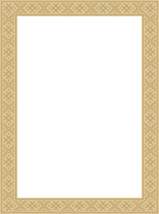Vector golden square belarusian national ornament frame. Ethnic pattern rectangle of Slavic peoples, Russian, Ukrainian, Serb, Pole, Bulgarian. Cross stitch template