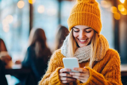 A teenager scrolling through their phone while friends around them laugh and engage in a lively conversation, their expression blank and detached
