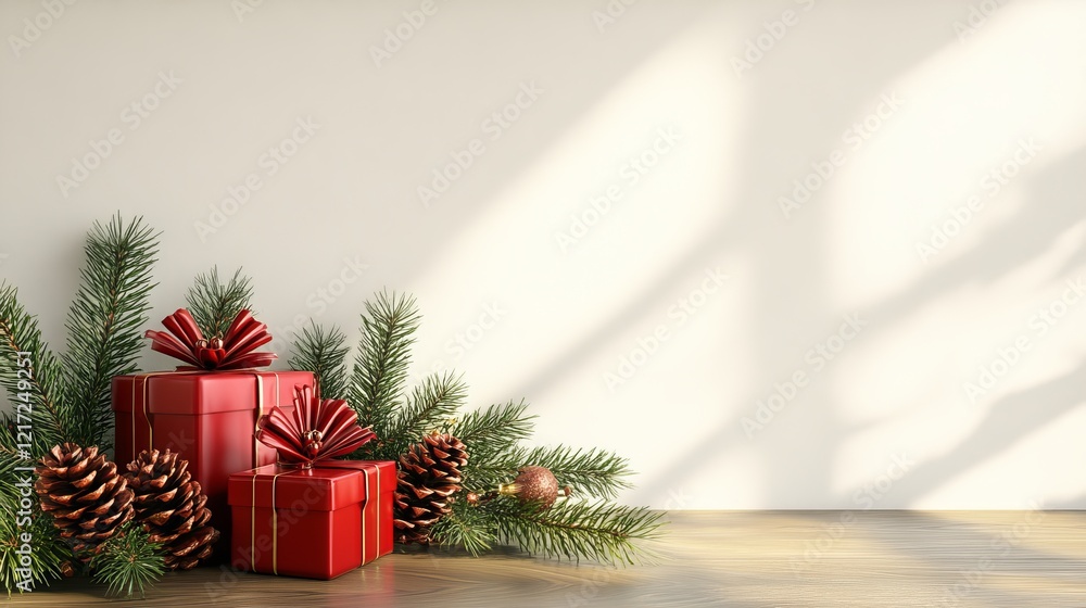 Canvas Prints A Christmas holiday background featuring red gift boxes displaying doorbuster deals, with space reserved for a Black Friday banner