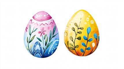 Fototapeta premium Colorful Watercolor Easter Egg Illustration for Decorative Accessories