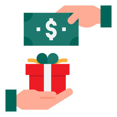 hand holding a gift box with money