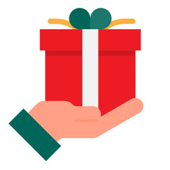hand holding gift box with ribbon