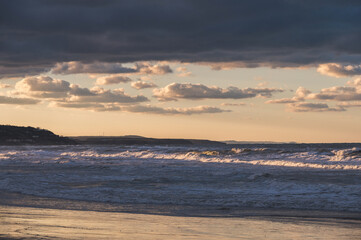 Stunning sunset view of Kumkoy beach. Black sea and amazing sky. Turkey, Kumköy