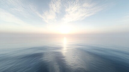 Obraz premium Soft Blue Clouds in Relaxed Atmosphere at Sunrise Over Calm Sea