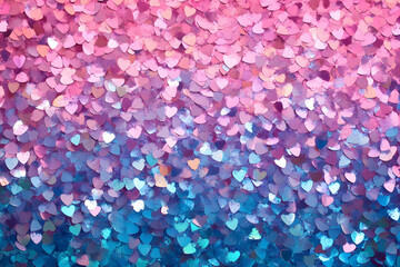 Fototapeta premium Pink and Blue Confetti, Shiny party decoration for carniva and events, background
