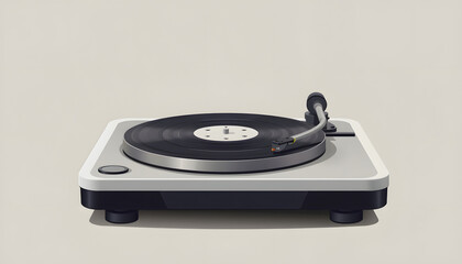 vintage turntable player on isolated background, vector style, with white tones