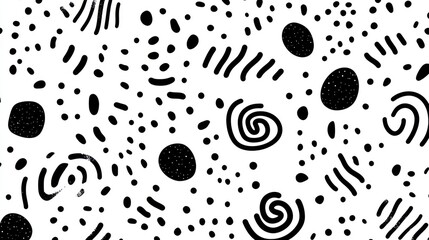 Abstract black and white doodle pattern background.