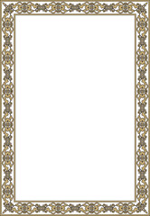 Vector square gold and black ancient Russian ornament. Slavic rectangle, border, frame. Painting of the royal chambers