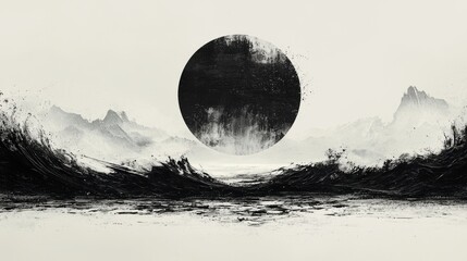 A clean and artistic logo for a modern art gallery, with a minimalist brushstroke design inside a simple circle, using elegant shades of black, white, and gray