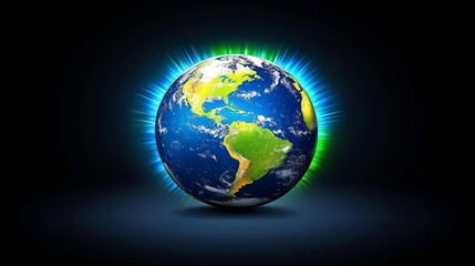 Fototapeta premium Glowing earth planet global view digital artwork cosmic environment vibrant concept for sustainability