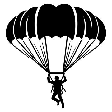 Vector silhouette of parachute with euro symbol