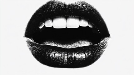 Fototapeta premium Black and White Stylized Close-up of Person with Open Mouth Showing Emotions