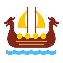 Viking Ship Icon Style