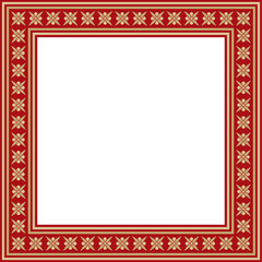 Vector gold and red square classic byzantine ornament. Rectangle, border, Ancient Greece, Eastern Roman Empire frame. Decoration of the Russian Orthodox Church