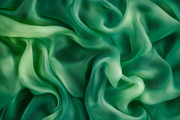 Obraz premium Luxury Green silk fabric texture, satin wave textile background